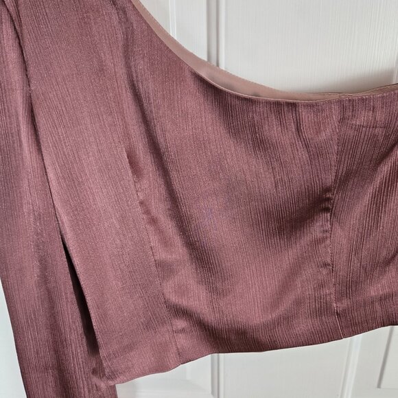 Lovers & Friends Park Top Womens XS Mauve Pink One Shoulder Ruffle Satin Cropped - Picture 10 of 11